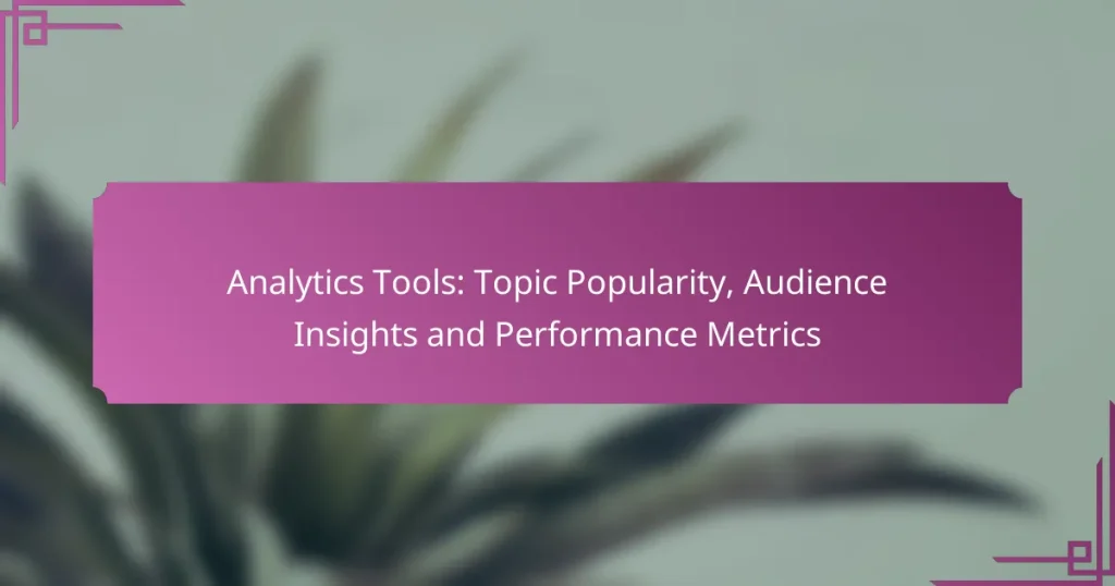 Analytics Tools: Topic Popularity, Audience Insights and Performance Metrics