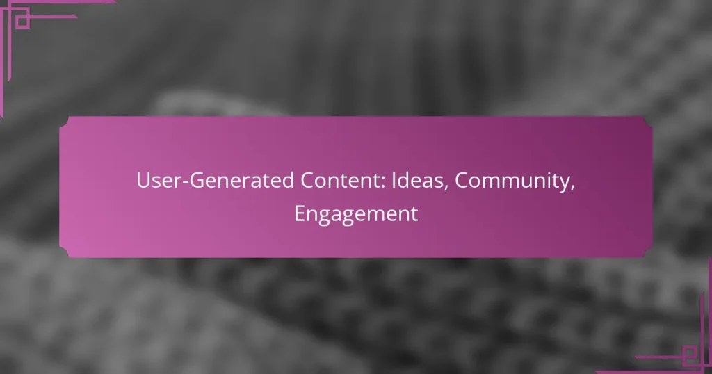 User-Generated Content: Ideas, Community, Engagement
