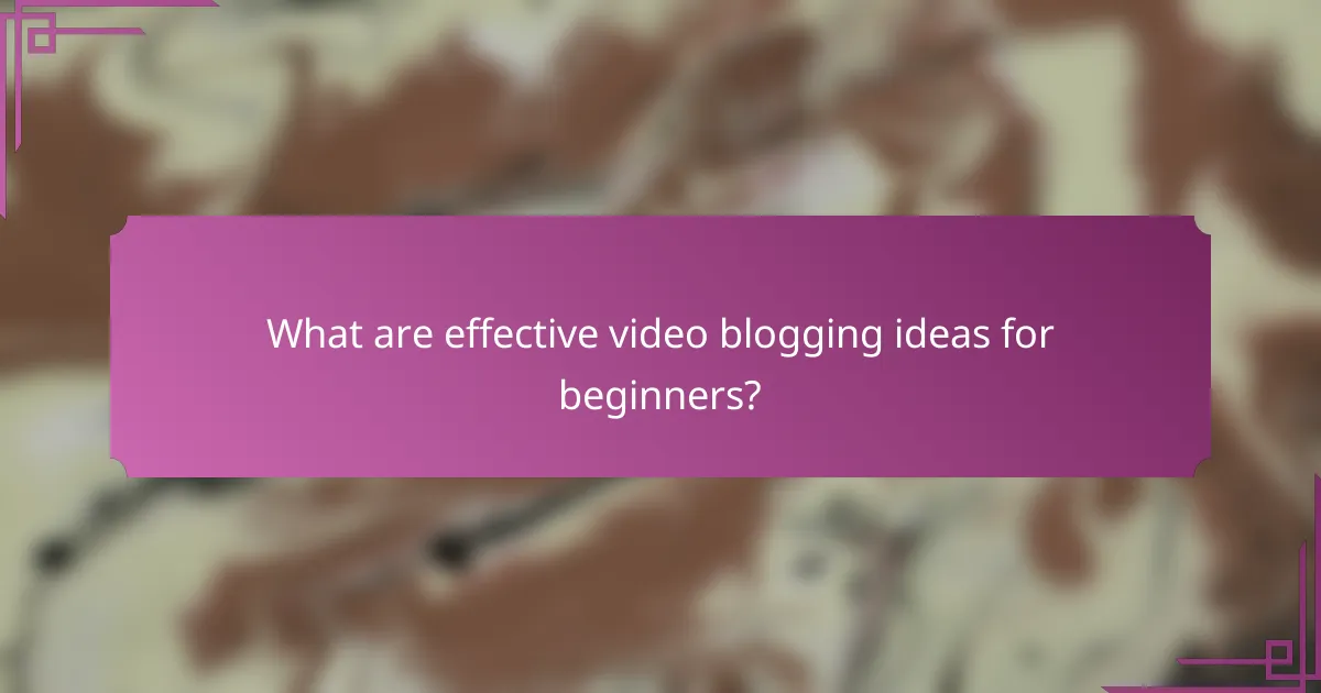 What are effective video blogging ideas for beginners?
