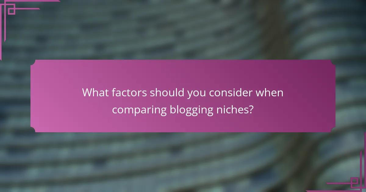 What factors should you consider when comparing blogging niches?
